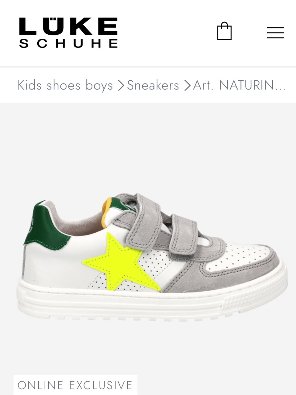 Naturino kids leather sneaker.